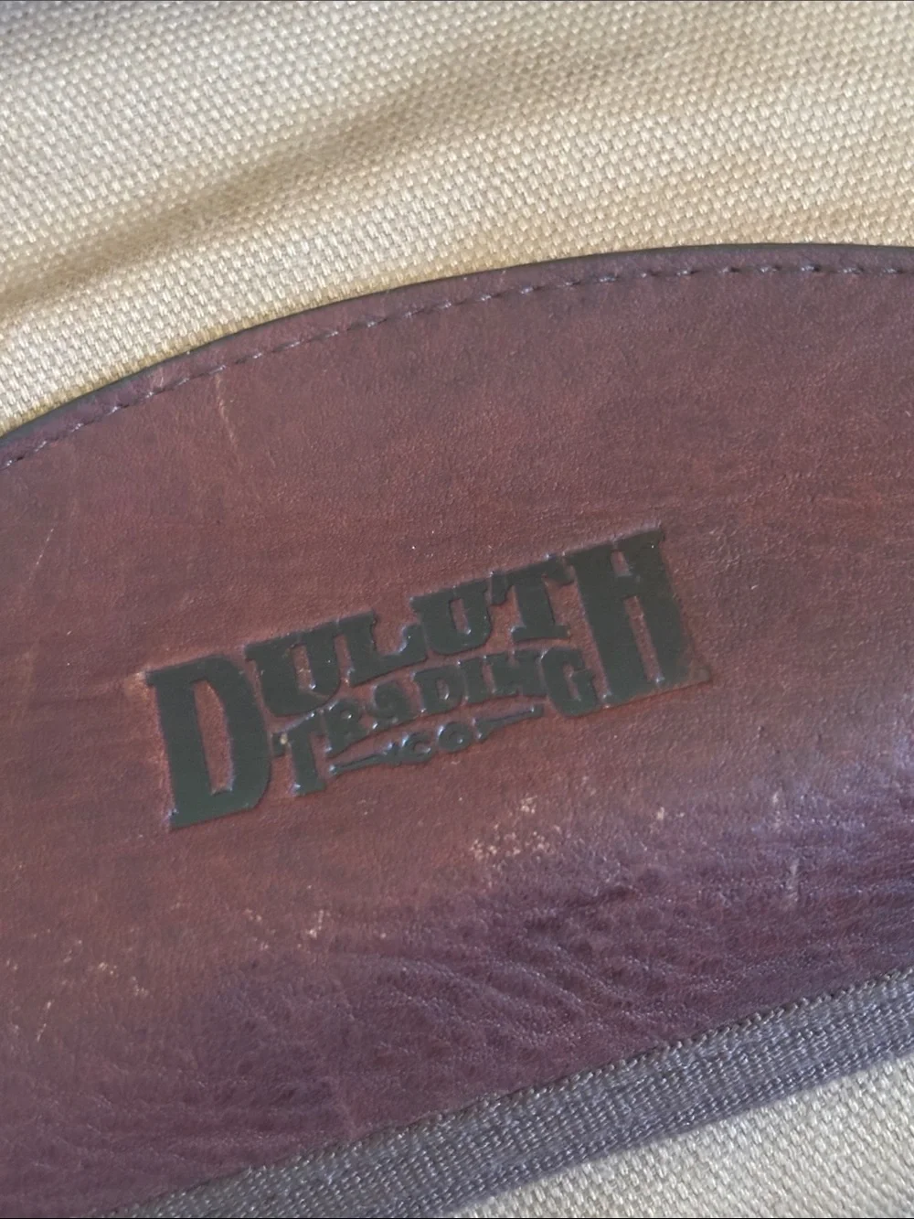 Leather-Trim Tan Canvas messenger Duffel Bag with Shoulder Strap